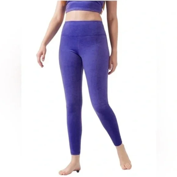 Athleta Elation Velvet Tight Leggings Periwinkle Purple Blue L Large - Picture 2 of 7